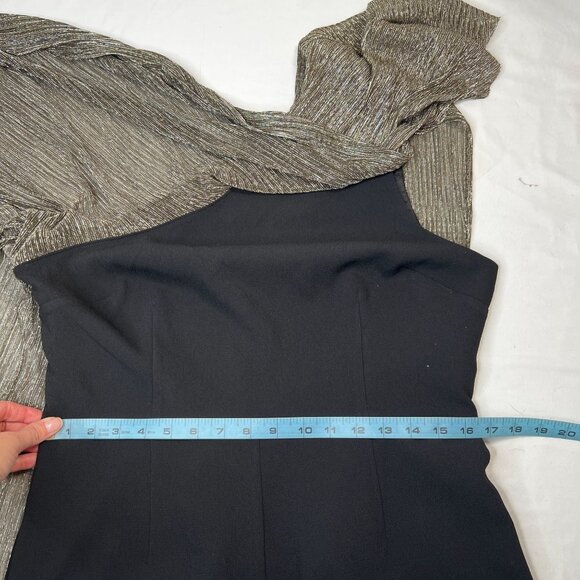 Trina Turk Eastern Luxe Koi Metallic One-Shoulder Jumpsuit Evening Gold Black 12 - Picture 8 of 16